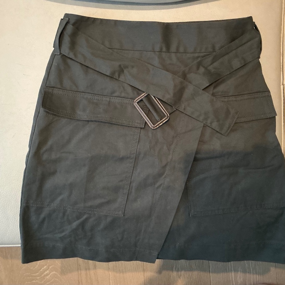 Banana Republic Utility Faux Wrap Skirt Flight Jacket Green Belt Zip Back, NWT 0